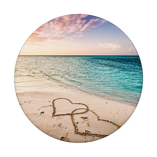 Tropical Beach Theme with Hearts in Sand PopSockets PopGrip: Swappable Grip for Phones & Tablets