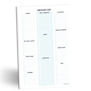 kahootie co grocery list notepad- organized list for quick and easy shopping, always know what’s for dinner, 8.5” x 5.5” in size, 50 pages