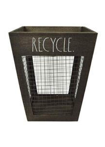 rae dunn mini waste basket - metal and wood trash bin with decorative print for home, office, bathroom - stylish design for any interior décor