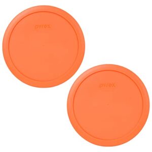pyrex 7402-pc 6/7 cup orange round plastic food storage lid - 2 pack made in the usa