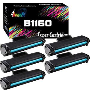 5-pack 4benefit compatible replacement b1160w toner cartridge work for dell yk1pm 1160 331-7335 hf44n hf442 to use with b1160 b1160w b1163w b1165nfw mono laser printers