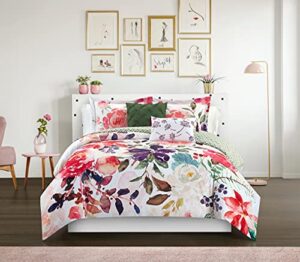 chic home philia 5 piece reversible comforter set floral watercolor design bedding-decorative pillows shams included, king, multi color