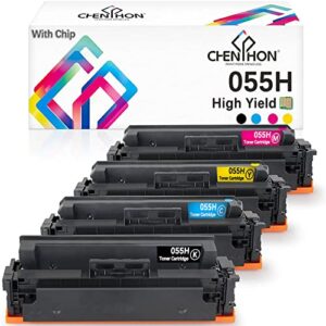 chenphon [with chip compatible toner cartridge replacement for canon 055h 055 crg-055h high capacity use for canon imageclass mf743cdw mf741cdw mf745cdw mf746cdw lbp664cdw laser printer [kcmy-4pack]