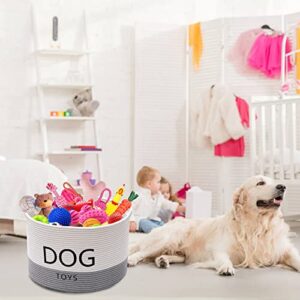 Geyecete Dog Storage Basket Round Weave Rope Basket Dog Toy Storage Basket - Laundry Basket Storage Bin Pet Toy Storage Boxes -White/Gray