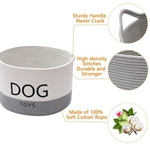 Geyecete Dog Storage Basket Round Weave Rope Basket Dog Toy Storage Basket - Laundry Basket Storage Bin Pet Toy Storage Boxes -White/Gray