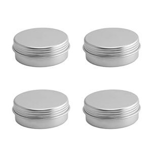 othmro 6pcs 0.7oz metal round tins aluminum tin cans containers with screw lid, 50 * 20mm(dxh) silver tin cans for salve, spices, lip balm, tea or candies 20ml