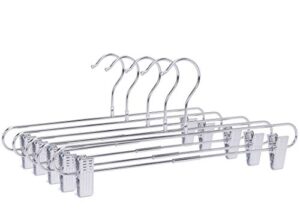 quality pant hangers - 10-pack pant & skirt hanger set - chrome pant hangers with clips - 360-degree metal swivel hook hangers for clothes, pants - durable, anti-rust jean, slack & trouser hangers