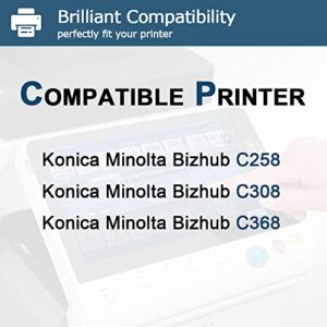 Leize Compatible TN324 Toner Cartridge Replacement for Konica Minolta TN324 TN-324 for Bizhub C258 C308 C368 Printer TN324K TN324C TN324M TN324Y - Black 28,000 & Color 26,000 Pages [KCMY 4-Pack]