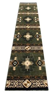southwestern navajo aztec native american geometric area rug sage green (2 feet x 7 feet runner)