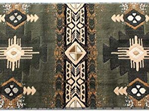 Southwestern Navajo Aztec Native American Geometric Area Rug Sage Green (2 Feet X 7 Feet Runner)