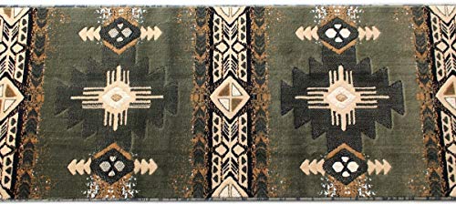 Southwestern Navajo Aztec Native American Geometric Area Rug Sage Green (2 Feet X 7 Feet Runner)