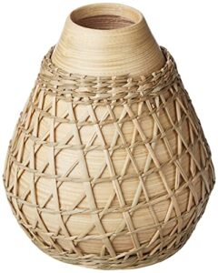 creative co-op bamboo seagrass weave vase, beige