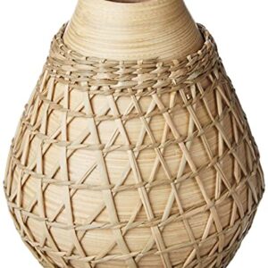 Creative Co-Op Bamboo Seagrass Weave Vase, Beige