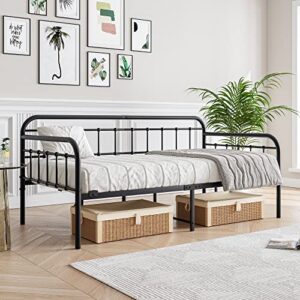 jurmerry metal daybed frame twin size with steel slats platform furniture,black
