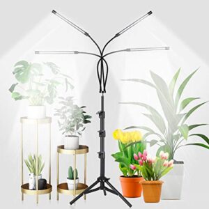ghodec grow light with stand, 80 led 5500k full spectrum floor plant light for indoor plants growing,5 dimmable levels & auto on/off timer,tripod stand plant lamp height adjustable