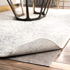 nuloom ultra premium eco friendly non-slip felt thick rug pad, 4' round, grey