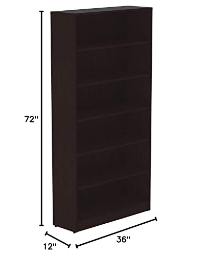 Lorell Essential Bookcase, 36" x 12" x 72", Espresso