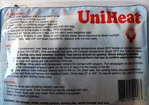 Uniheat Shipping Warmer 20+ Hours, 12 Pack >Plus!< 1-10"x18" Shipping Bags, 20+ Hour Warmth for Shipping Live Corals, Small Pets, Fish, Insects, Reptiles, Etc.