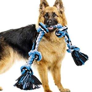 Bmag Dog Rope Toys for Aggressive Chewers, Heavy Duty Dog Toys for Medium Large Dogs, Tough Twisted Rope Toy with 5 Knots