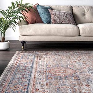 nuLOOM Ari Worn Medallion Area Rug, 6' 7" x 9', Beige