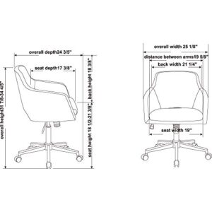 Lorell Mid-Centry Modern Task Chair, Gray Seat