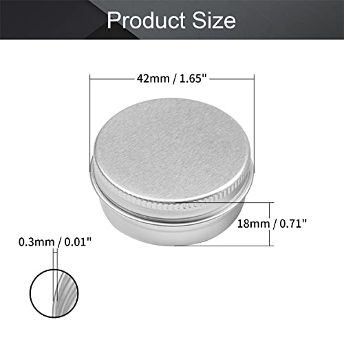 Othmro 18pcs 0.5oz Metal Round Tins Aluminum Tin Cans Containers with Screw Lid, 42*18mm(DxH) Silver tin cans for Salve, Spices, Lip Balm, Tea or Candies 15ml