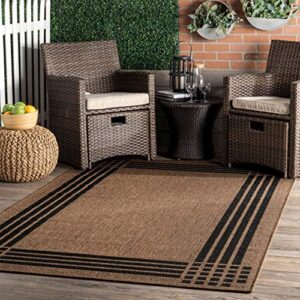 nuloom gigi striped border indoor/outdoor area rug, 8' x 10', brown