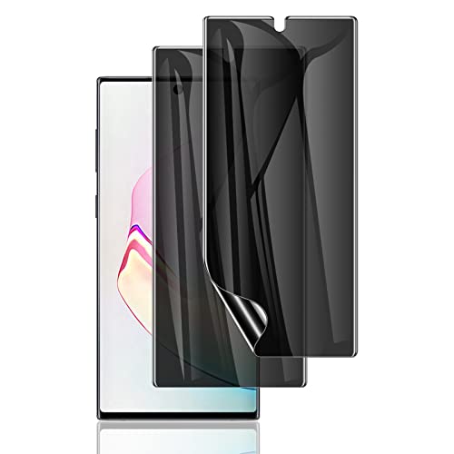 [2 Pack] LYWHL for Samsung Note 10 Privacy Screen Protector, Anti-Spy Flexible Film Full Adhesive Screen Protector for Galaxy Note 10 6.3" [Not for Note 10 Plus] [Support Fingerprint ID] - Black