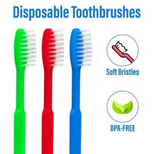 144 Bulk Toothbrushes Individually Wrapped Disposable Toothbrushes Soft Bristles Verity of Fun Colors Perfect for Travel, Giveaways, Hotels,