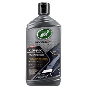 turtle wax 53448 hybrid solutions ceramic acrylic black polish and wax formulated for black car paint, removes surface scratches and swirl marks, provides water repellency, protection and shine, 14 oz