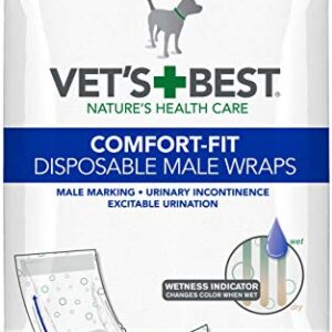 Vet’S Best Comfort Fit Disposable Male Dog Diapers | Absorbent Male Wraps with Leak Proof Fit | Small, 30Count