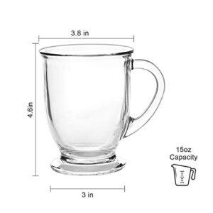 QAPPDA Glass Mugs, Clear Coffee Mugs With Handle 15 oz,Tea Mugs 450ml,Beer Glasses With Handle,Glass Cup Drinkware For Beverage,Juice,Latte Cups Cappuccino Mugs Beer Mug Water Cups Sets of 8 KTZB107…