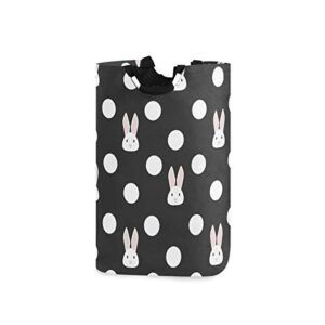 auuxva cute rabbit polka dot pattern laundry basket collapsible fabric laundry hamper dirty bag storage baskets rectangle folding washing clothes organizer for bathroom bedroom laundry room 50l
