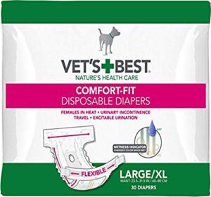 vet's best comfort fit dog diapers | disposable female dog diapers | absorbent with leak proof fit | large/x-large, 30 count