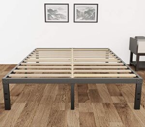 ziors 3500lbs heavy duty,14 inch steel & wooden slat support reinforced platform bed frame,mattress foundation/no box spring needed/easy assembly/noise free,full/queen/california king (king)