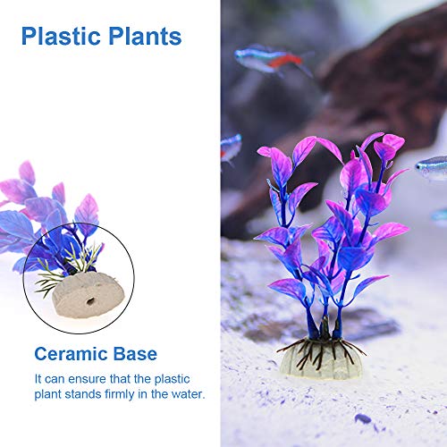 GreenJoy Aquarium Decorations Fish-Tank Accessories Plants - Fish Tank Decor Kit with Artificial Plants and Hideouts Ornaments,Small (Ornaments Set #1)