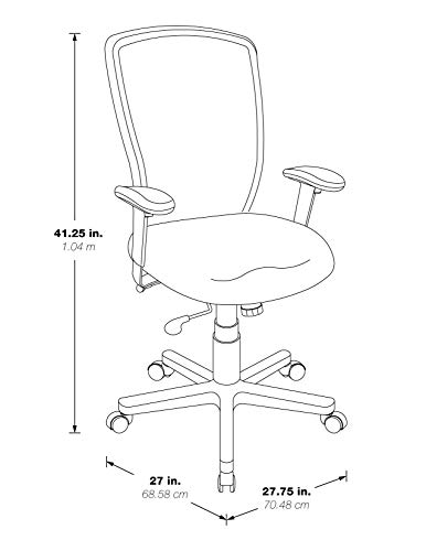 Office Star ProGrid High Back Manager's with Adjustable Seat Height, 2-to-1 Synchro Tilt Control and Seat Slider, Black Mesh