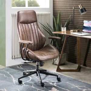 ovios Ergonomic Office Chair,Modern Computer Desk Chair,high Back Suede Fabric Desk Chair with Lumbar Support for Executive or Home Office (Dark Coffee)