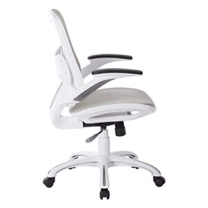 OSP Home Furnishings Riley Ventilated Manager's Office Desk Chair with Breathable Mesh Seat and Back, White Base with Blue