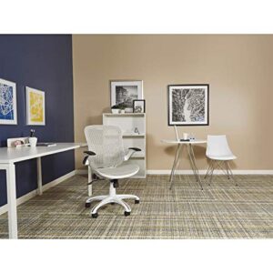 OSP Home Furnishings Riley Ventilated Manager's Office Desk Chair with Breathable Mesh Seat and Back, White Base with Blue