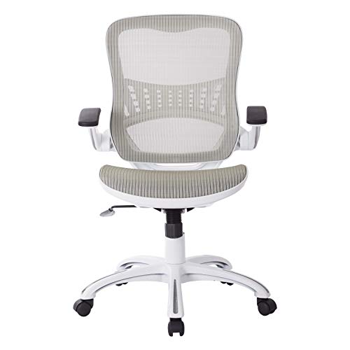 OSP Home Furnishings Riley Ventilated Manager's Office Desk Chair with Breathable Mesh Seat and Back, White Base with Blue