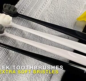 Extra Soft Toothbrush for Sensitive Gums and Teeth. Micro Nano Toothbrushes with 20,000 Ultra Soft Bamboo Charcoal Bristles. Excellent Cleaning Effect (2 Pack) (Black Wave Bristle)