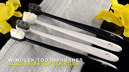 Extra Soft Toothbrush for Sensitive Gums and Teeth. Micro Nano Toothbrushes with 20,000 Ultra Soft Bamboo Charcoal Bristles. Excellent Cleaning Effect (2 Pack) (Black Wave Bristle)