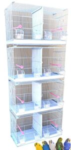 4 of stack and lock double breeder cage bird breeding cage with removable center dividers and breeder doors (white)