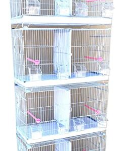 4 of Stack and Lock Double Breeder Cage Bird Breeding Cage with Removable Center Dividers and Breeder Doors (White)