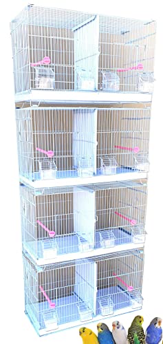 4 of Stack and Lock Double Breeder Cage Bird Breeding Cage with Removable Center Dividers and Breeder Doors (White)