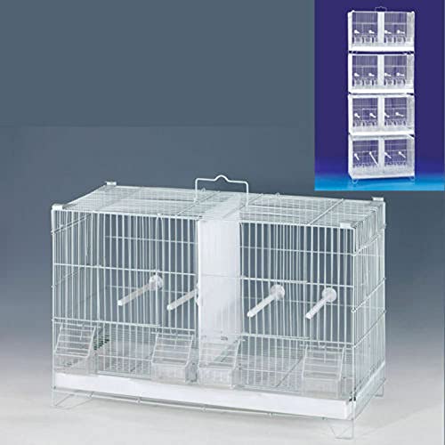 4 of Stack and Lock Double Breeder Cage Bird Breeding Cage with Removable Center Dividers and Breeder Doors (White)