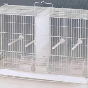 4 of Stack and Lock Double Breeder Cage Bird Breeding Cage with Removable Center Dividers and Breeder Doors (White)