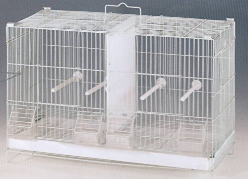 4 of Stack and Lock Double Breeder Cage Bird Breeding Cage with Removable Center Dividers and Breeder Doors (White)