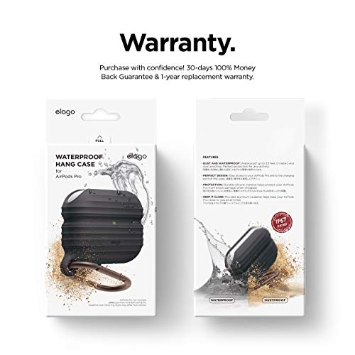 elago Premium Waterproof Case Compatible with AirPods Pro Case, AirPods Pro 2nd Generation Case, Carabiner Included (Black) [US Patent Registered]